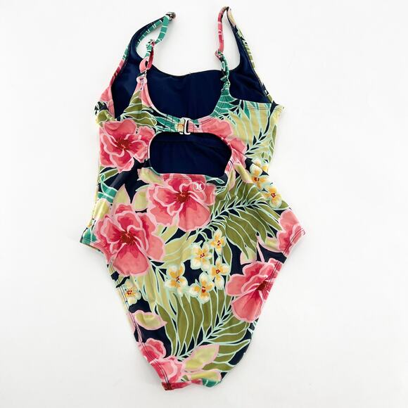 Hurley Floral One Piece Swimsuit Green Size Medium - Picture 2 of 4